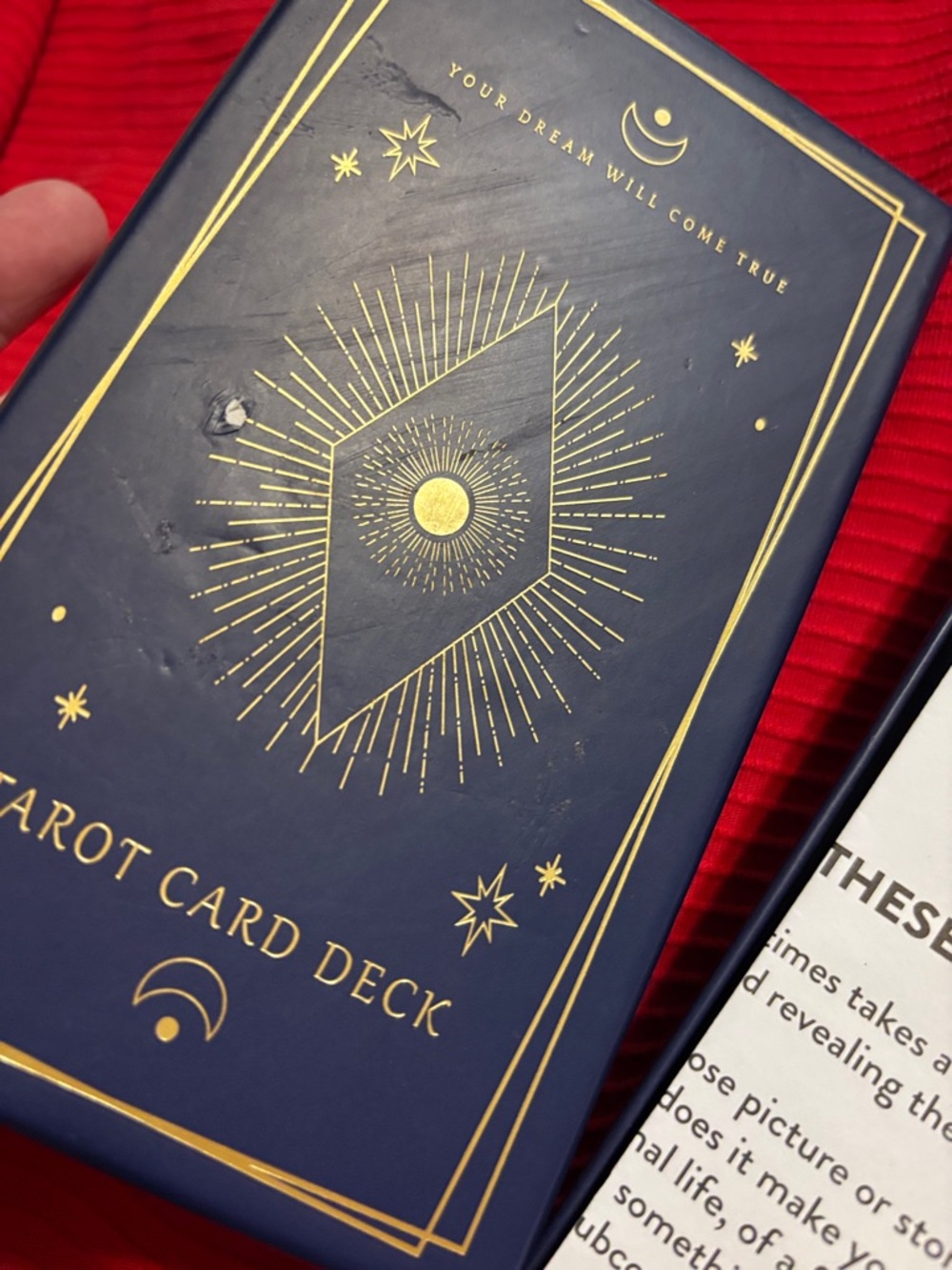 Tarot Card Deck in Navy Blue with Gold Details